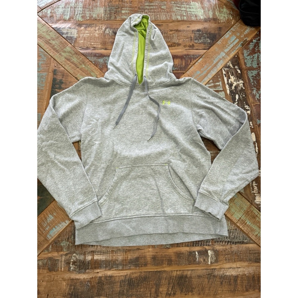 Womens Under Armour Grey Green Hooded Sweatshirt Size Medium